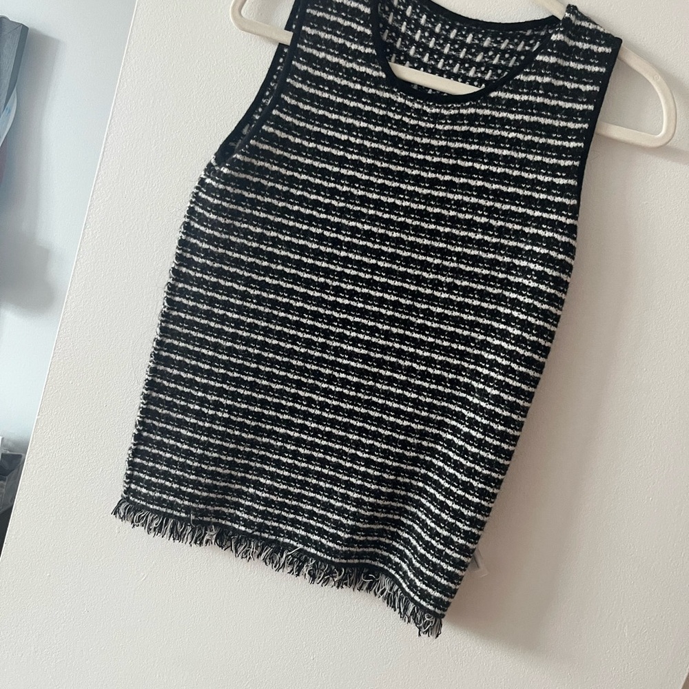 Ann Taylor Black and White Striped Tank Top